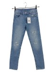 Vorschaubild 1 von Ripped Jeans Kinder Blau Gr. 164 Baumwolle Uni Casual 33 cm Knopf 70 cm L28