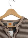 Vorschaubild 3 von Langarmshirt Herren Braun Gr. 46/S Baumwolle Gestreift Casual Knopf