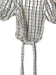 Vorschaubild 2 von Damen Bluse kariert Raffung Schleife Cropped Kurzarm weiß XS