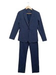 Vorschaubild 1 von Damen Hosenanzug Blazer Hose Gr. M 38 Blau gepunktet Business