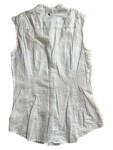 Vorschaubild 3 von Hemdbluse Damen Weiß Gr. 36/S Baumwolle Uni Casual Ärmellos Knopfleiste