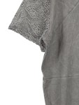 Vorschaubild 2 von Damen T-Shirt Gr. 44 Grau Spitze Baumwolle Kurzarm Feminin
