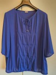 Vorschaubild 4 von Damen Bluse Gr. 48 Blau Plissee Business