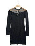 Vorschaubild 1 von Cocktailkleid Damen Gr. 36/S Schwarz Polyester Uni Elegant Langarm Party