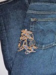 Vorschaubild 5 von Damen Jeans Shorts Blau Gr. W26 Stickerei Baumwolle Stretch