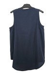 Vorschaubild 2 von Damen Bluse Ärmellos Gr. S Blau V-Ausschnitt Zierknöpfe