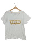 Vorschaubild 1 von Damen T-Shirt Weiß Gold Logo-Print Gr. XL Batwing