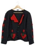Vorschaubild 1 von Trachtenjacke Damen Schwarz Gr. 40/L Wolle Blumenmuster Knopf