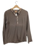 Vorschaubild 1 von Langarmshirt Herren Braun Gr. 46/S Baumwolle Gestreift Casual Knopf