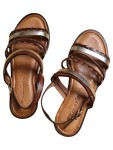 Vorschaubild 5 von Damen Sandalen Riemchen Leder Braun Gold Gr. 37 Sommer