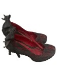 Vorschaubild 4 von Damen Pumps Gr. 37 Schwarz Rot Spitze Schleife High Heels