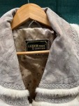 Vorschaubild 3 von Leder Haus Damen Ledermantel Gr. 38 Beige Vintage Fellbesatz Stickerei