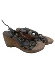 Vorschaubild 1 von Keil-Sandalen Damen Gr. 38 Braun Leder Nieten Wedge