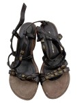 Vorschaubild 2 von Keil-Sandalen Damen Gr. 38 Braun Leder Nieten Wedge