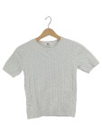 Vorschaubild 1 von Pullover Damen Weiß Gr. 36/S Baumwolle Zopfstrickmuster Klassisch Kurzarm