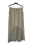 Vorschaubild 3 von Damen Stoffhose Wide Leg Gr. L Grün Viskose Casual Tunnelzug