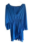Vorschaubild 2 von Abendkleid Damen Blau Gr. 40/L Polyester Uni Elegant Langarm Abendgarderobe