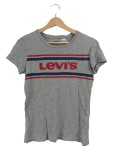 Vorschaubild 1 von T-Shirt Damen Gr. XS Grau Logo-Print Streifen Kurzarm