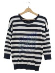 Vorschaubild 1 von Damen Pullover Streifen Strass-Logo Schwarz Weiß Gr. S