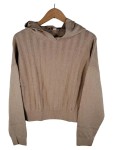 Vorschaubild 1 von Kapuzenpullover Damen Beige Gr. 38/M Baumwolle Rippstrick Casual Alltag