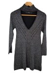 Vorschaubild 1 von Damen Kleid Pullover Glitzer Schwarz Langarm V-Ausschnitt Gr. S