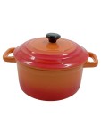 Vorschaubild 1 von Keramik Kochtopf Orange Rot Deckel Schmortopf 1,5L Emaille-Optik
