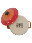 Vorschaubild 2 von Keramik Kochtopf Orange Rot Deckel Schmortopf 1,5L Emaille-Optik