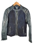 Vorschaubild 1 von Lederjacke Herren Gr. 48/M Blau Uni Vintage Langarm Freizeit Herbst/Winter