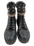 Vorschaubild 2 von Damen Stiefeletten Schwarz Gr 39 Leder Gesteppt Kette Strass