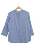 Vorschaubild 1 von Bluse Damen Langarm Baumwolle Knopfleiste Blau Gr. M Minimalistisch