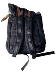 Vorschaubild 3 von Rucksack Schwarz Canvas Lederriemen Vintage Style Daypack 40x30cm