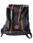 Vorschaubild 4 von Rucksack Schwarz Canvas Lederriemen Vintage Style Daypack 40x30cm