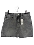Vorschaubild 1 von Jeansrock Damen Minirock Grau Fransen Baumwolle Gr. 30 XS Casual