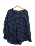 Vorschaubild 1 von Damen Bluse Gr. 44 XXL Blau Herzmuster Langarm Viskose