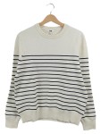Vorschaubild 1 von Pullover Damen Gr. 38/M Weiß Baumwolle Polyester Viskose Gestreift Casual