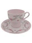 Vorschaubild 1 von Porcelaine Rose Tasse und Unterteller Rosa Blumenmuster