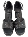 Vorschaubild 2 von Plateausandalen Damen Schwarz Gr. 37 Nieten Elegant