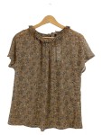 Vorschaubild 1 von Bluse Damen Gr. 40 Braun Blumenmuster Kurzarm