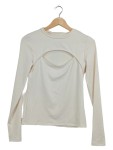 Vorschaubild 1 von Damen Langarmshirt Beige Gr. S Cut-Out Rippstrick