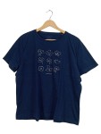 Vorschaubild 1 von Damen T-Shirt Blau Gr. 42 XL Blumenmuster Casual Kurzarm Baumwolle