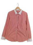 Vorschaubild 1 von Damen Bluse Hemd Rot Gestreift Gr. 42 XL Langarm Baumwolle Klassisch