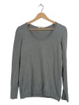 Vorschaubild 1 von Damen Pullover Gr. 40 L Grau Basic Langarm Rundhals Baumwollmix