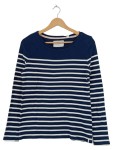 Vorschaubild 1 von Damen Langarmshirt Gr. 38 M Blau Gestreift Maritim 100% Baumwolle