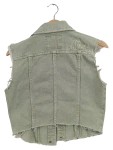 Vorschaubild 3 von Damen Jeansweste Weste Oliv Gr. 38 M Fransen Stickerei Casual