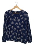 Vorschaubild 1 von Damen Pullover Blau Blumenmuster Gr. 40 L Viskose Casual Langarm