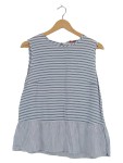 Vorschaubild 1 von Damen Bluse Gr. 40 L Blau Gestreift Rüschen Ärmellos Casual