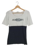 Vorschaubild 1 von Damen Pullover Shirt Gr. 36 S Weiß Schwarz Logo-Print Kurzarm