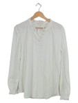 Vorschaubild 1 von Bluse Damen Weiß Gr. 40 L Rüschenkragen Knopfleiste Casual Baumwolle