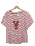 Vorschaubild 1 von Damen T-Shirt Gr. 40 L Rot Gestreift Maritim Hummer-Print