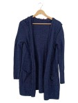 Vorschaubild 1 von Damen Strickjacke Cardigan Blau Meliert Kapuze Gr. 38 M Baumwolle